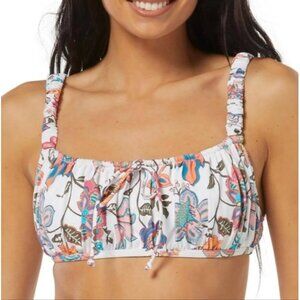 SunDazed 34B/34C Floral Shirred Bikini Top With Adjustable Straps NWOT